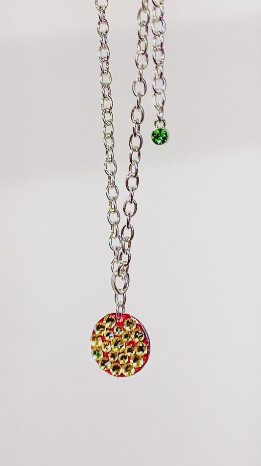 POLLEN POMEGRANATE #24 - HANDMADE SWAROVSKI PENDANT NECKLACE