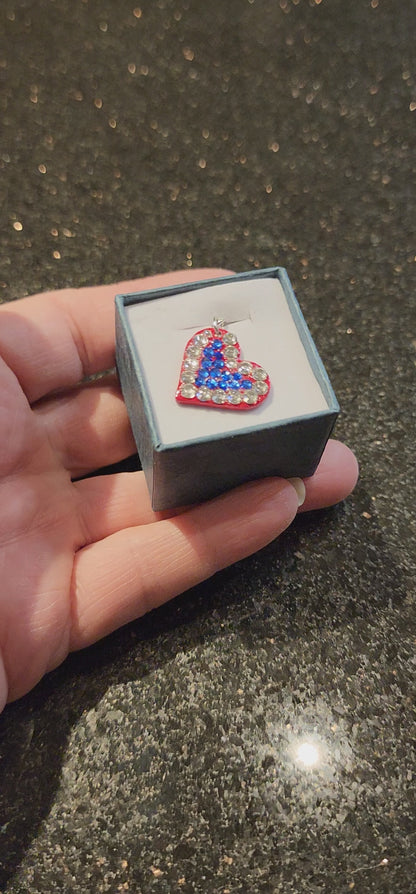 FULL HEART PATRIOT #17 - HANDMADE SWAROVSKI PENDANT NECKLACE