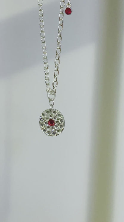 RED BULLSEYE #26 - HANDMADE SWAROVSKI PENDANT NECKLACE