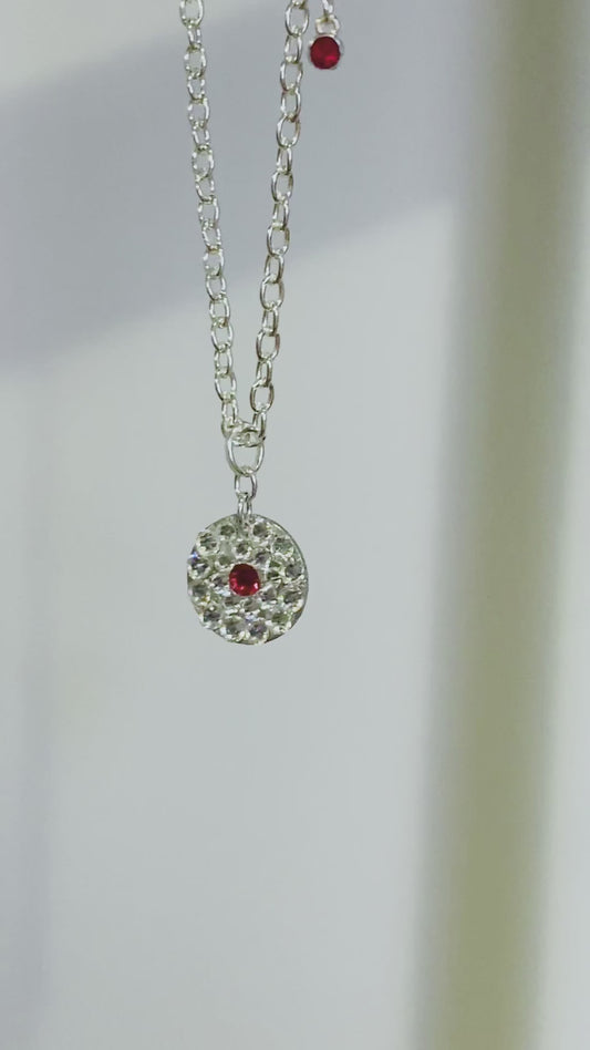 RED BULLSEYE #26 - HANDMADE SWAROVSKI PENDANT NECKLACE