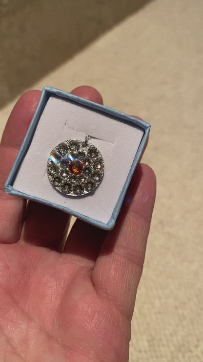 SPOT ORANGE #25 - HANDMADE SWAROVSKI PENDANT NECKLACE