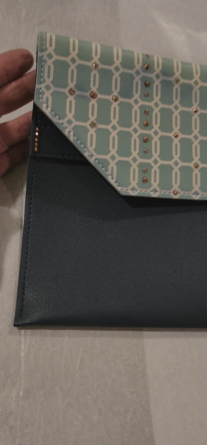 SWARVOSKI LEATHER DESIGNED TABLET CASE - UP TO 10"- NAVY / BLUE - TABLET 3