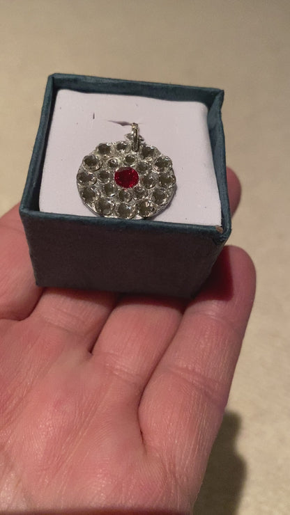 RED BULLSEYE #26 - HANDMADE SWAROVSKI PENDANT NECKLACE