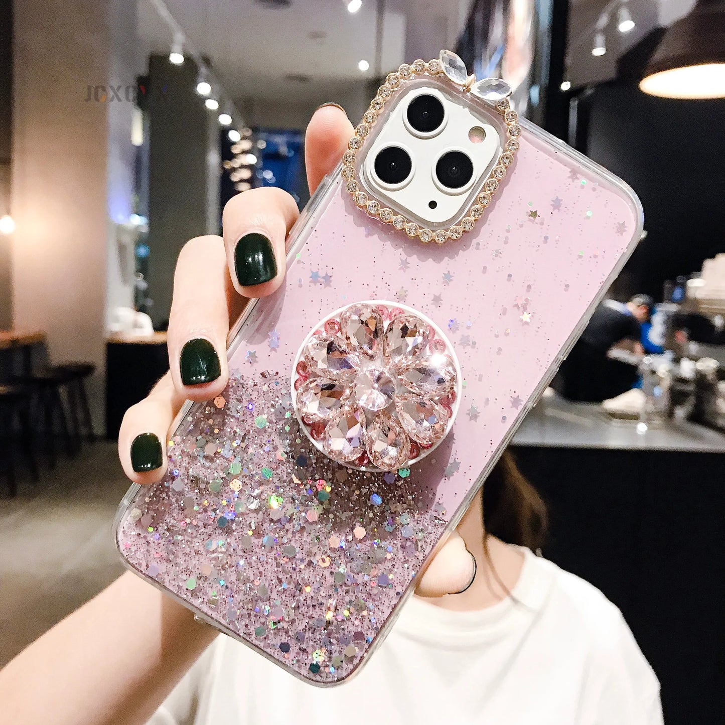 Glitter Marble Diamond Ring Holder Silicone Phone Case